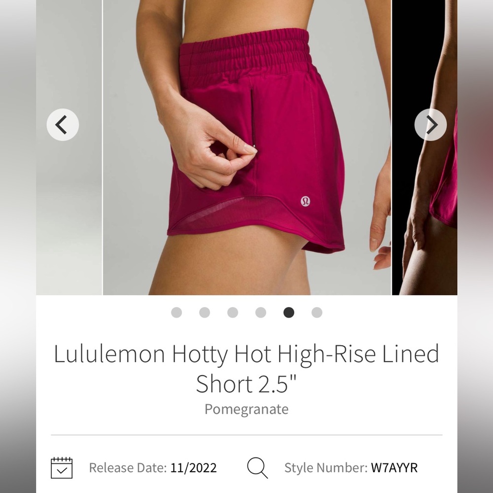 Lululemon Hotty Hot HR Short Pomegranate Size 4